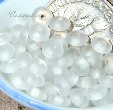 Coin Disk Beads, 4mm, Crystal White w/Frosted Finish, Czech Bead, 50 Pcs