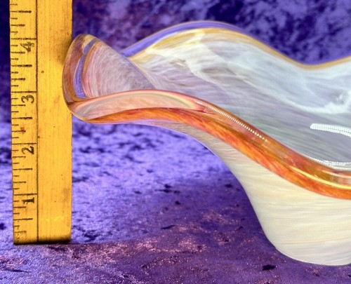 Murano Glassware Crystal Pastel Rainbow Swirl Art Glass Bowl 10.5” - Picture 6 of 8