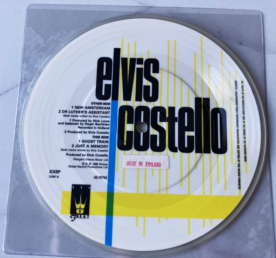ELVIS COSTELLO New Amsterdam ORIGINAL 1980 UK 7" VINYL PICTURE DISC - Image 2 of 2
