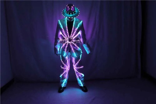 Mehrfarbiger LED Anzug Kostüm Light Up Rave Festival Leuchtende Performance Show Set - Bild 11 von 14