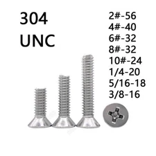 304 Stainless Steel Phillips Countersunk Flat Head Screws 2# 4# 6# 8# 10# 1/4