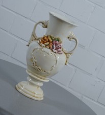 elegante vaso in ceramica vaso da tavolo vaso di fiori anfora decoro rose vin...