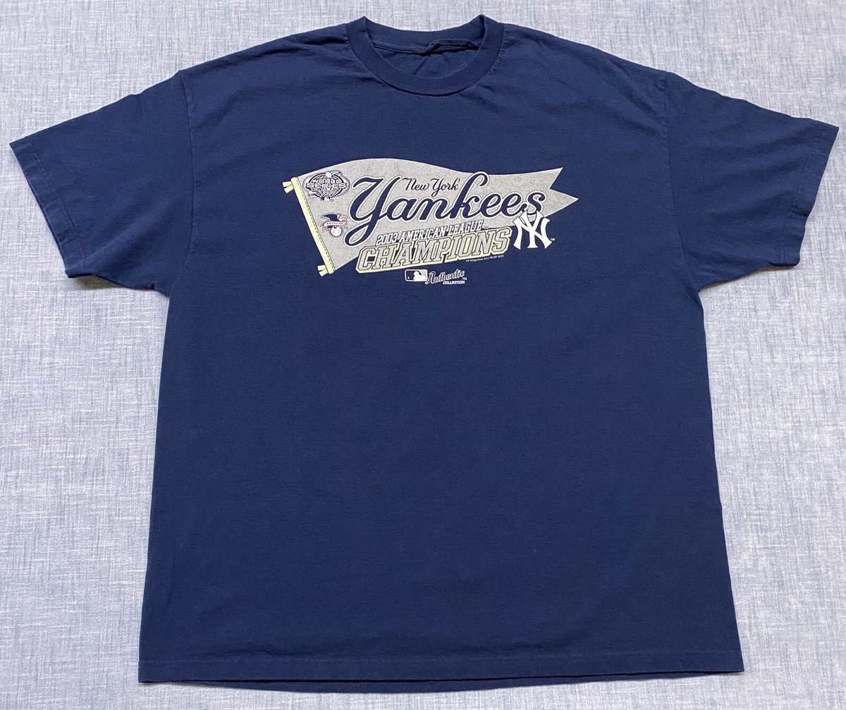 New York Yankees Shirt Mens 3XL Blue 2003 AL Champions Y2K VTG MLB