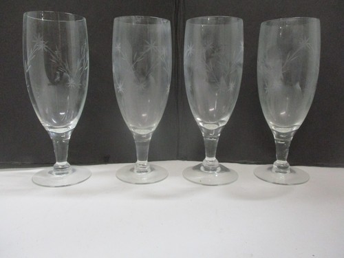 4er Set Vintage geätzte Gläser 5,5" hoch