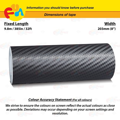 CARBON FIBER BLACK 8" 203mm PIN STRIPE Car Model Streamline TAPE Vinyl Sticker - Picture 2 of 13