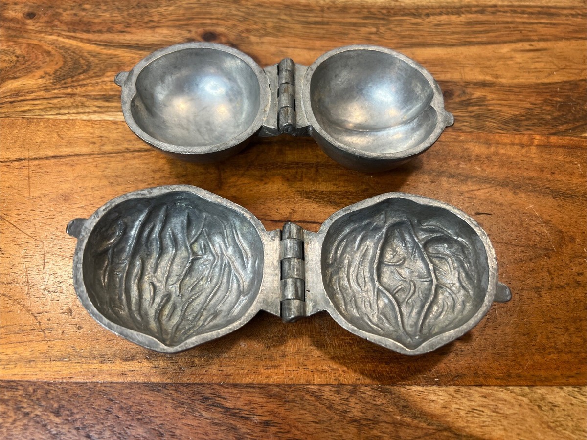 Vintage Hinged Pewter Ice Cream Chocolate Butter Molds - Nuts set