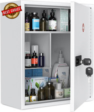 Wall Mount Medicine Cabinet with Combination  Key Lock Locking First Aid Cabine