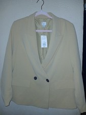 A New Day" women's double-breasted blazer in a sand or light beige color with...
