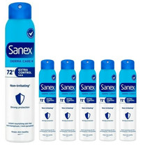 Image of 6 x 200ml Sanex Dermo EXTRA CONTROL Antiperspirant Deodorant Body Spray