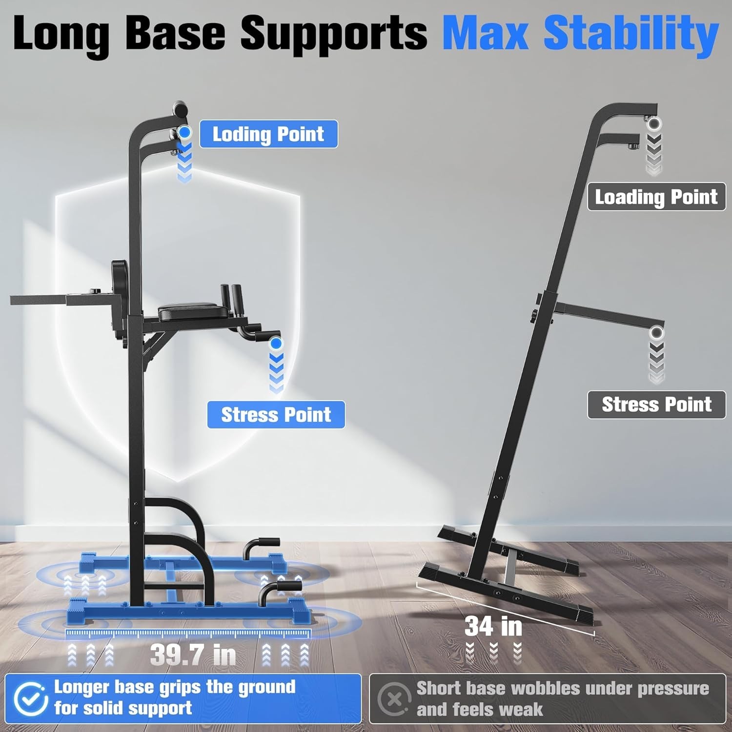 Durable Multi-Function Power Tower - Space-Saving Pull Up Bar for Home Workouts