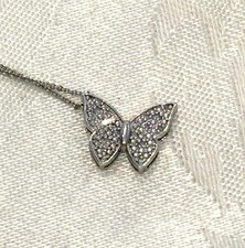 Sterling Silver Diamond Pendant Necklace  New w/ 200 Tag 18" Chain