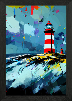 Grunge Leuchtturm gerahmtes Wandbild Poster Leinwanddruck Bild