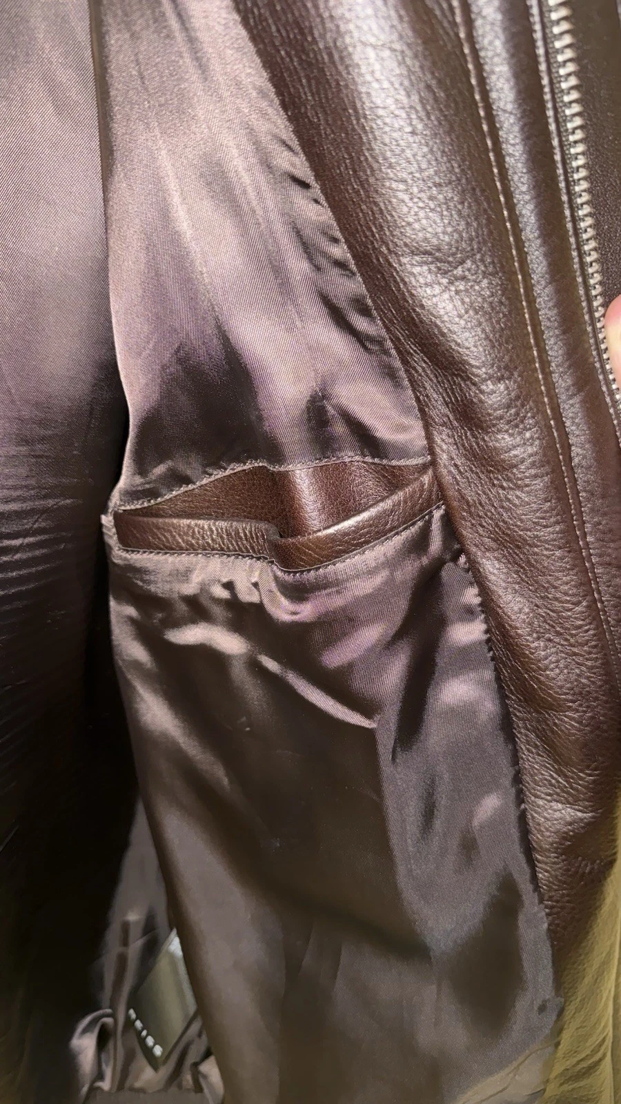 REISS Perling Burnished Leather Jacket Chocolate Brown | Men’s M - Cowhide image 6
