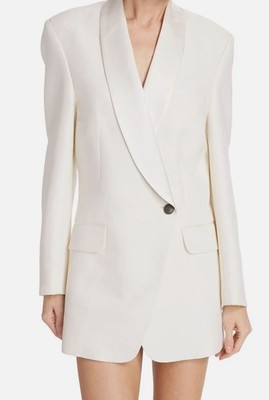 Rag & Bone Women's White Femi Wool-Blend Double-Breasted Blazer Dress Size 4