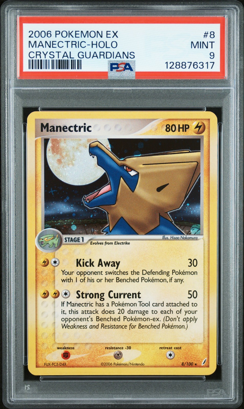 2006 POKEMON EX CRYSTAL GUARDIANS #8 MANECTRIC-HOLO PSA 9