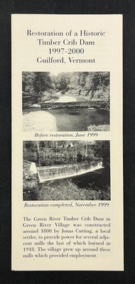 2000 Guilford Vermont Timber Crib Dam Restoration Vintage Travel Brochure