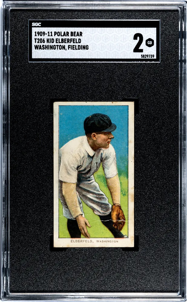 1909 Polar Bear (T206) Kid Elberfeld Washington, Fielding SGC 2