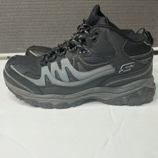 Skechers Mens Black Steel Toe Work Boots Size 10 Slip Resistant Memory Foam Wide