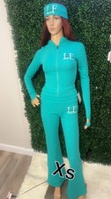 Women  s Teal Two Piece Tracksuit Set XS Zip Up Hoodie  Flare Pants New