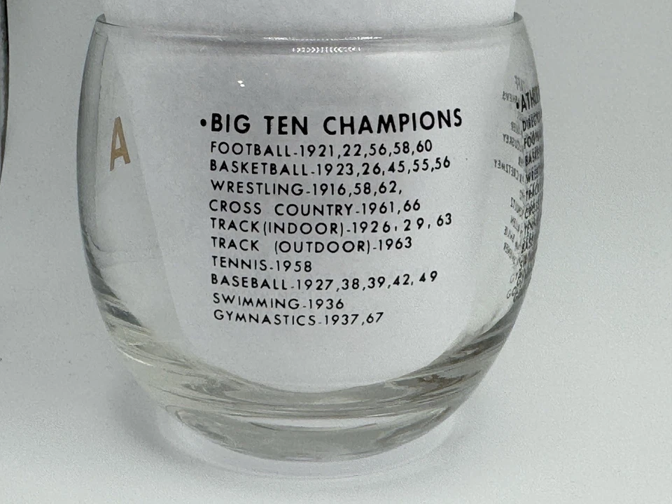 1968 Iowa Hawkeyes Football Wrestling Forest Evashevski Ray Nagel Lowball Glass - Image 3 of 4