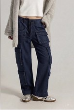 Free People Tahiti Cargo Pants OB1537172 Black Drawstring Utility Women Size S