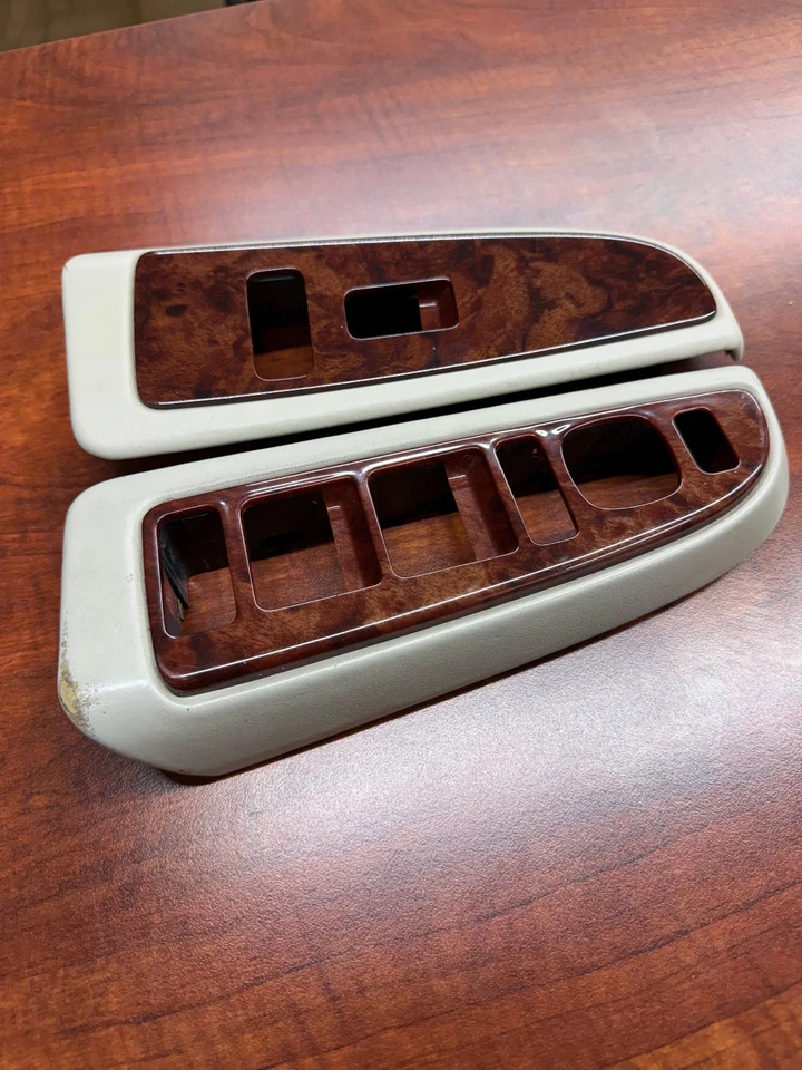 Juego completo de molduras de interruptor de ventana de grano de madera Escalade Platinum 2003-2006 envoltura de cuero Foto 2 de 4