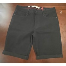 Artful Rebel Mens Black Denim Shorts Size 34 Stretch Rolled Cuff Skater Euc Artful Rebel Mens Black Denim Shorts Size 34 Stretch Rolled Cuff Skater Euc