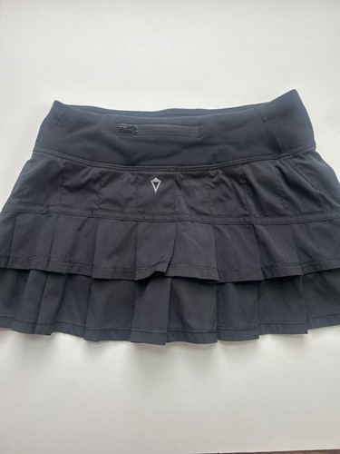 Ivivva By Lululemon Set The Pace Skirt Girls Skort Sz 10 Pleated Black Tennis - Picture 3 of 7