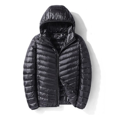 Mens Jackets Duck Down Ultra Light Travel Portable Thin Sports Hooded Jackets