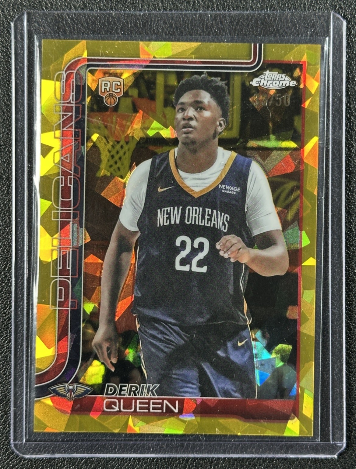 DERIK QUEEN 2025-26 TOPPS CHROME SAPPHIRE #263 ROOKIE GOLD REFRACTOR RC 33/50