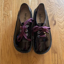 Women Alegria Abby ABB-112 Burgundy Patent Leather Lace up Shoes SZ 36
