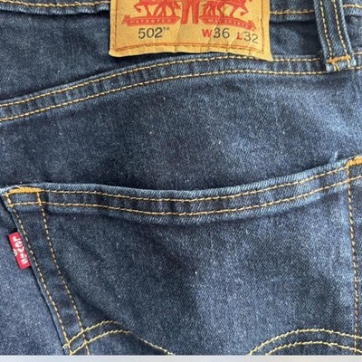 Levi's 502 Jeans Men's 36x32 Blue Medium Wash Denim Slim Straight Leg Casual