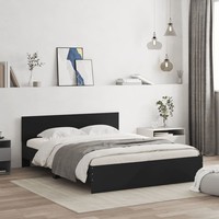 Bettgestell Mit Kopfteil Schwarz 140X190 Cm