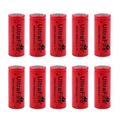 UltraFire 26650 Battery 3.7V 6800mAh Flat Top Rechargeable Batteries Li-ion Cell