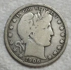 1906 O Barber Silver Half Dollar. Estimated Very Good 8 Details. A1232.