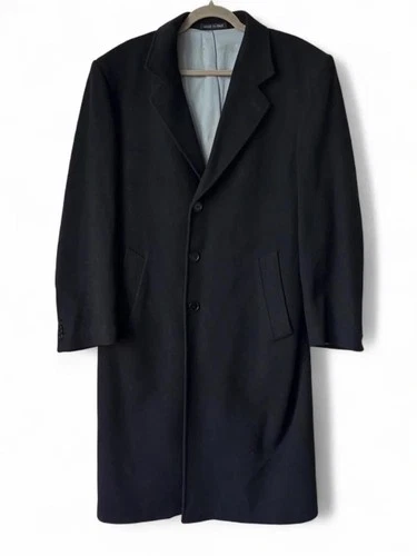 Metropolitan View 100% Cashmere Black Overcoat Made in Italy Vintage 90s 38R - product listing photo