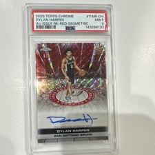 Dylan Harper 2025-26 Topps Chrome Red Refractor Auto Rookie Spurs /5 PSA 9
