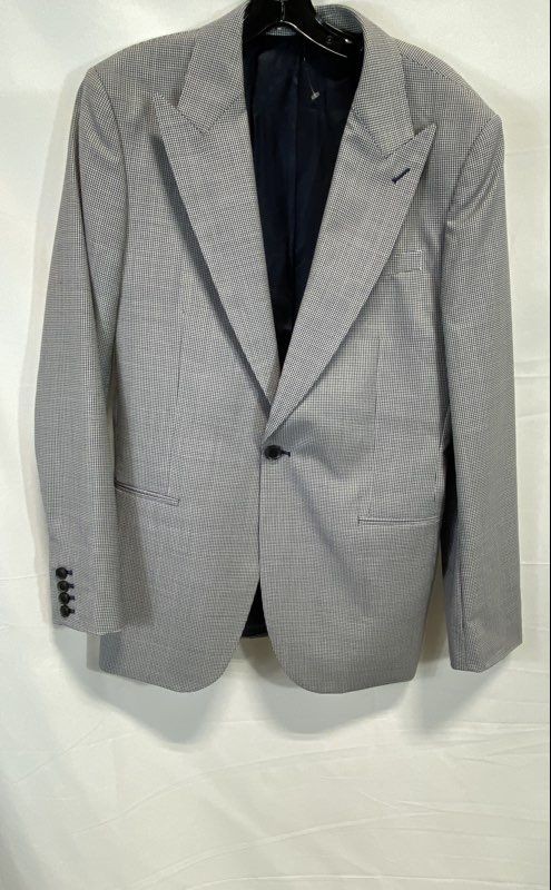 Reiss Men's Navy White Houndstooth Peak Lapel Single Button Blazer