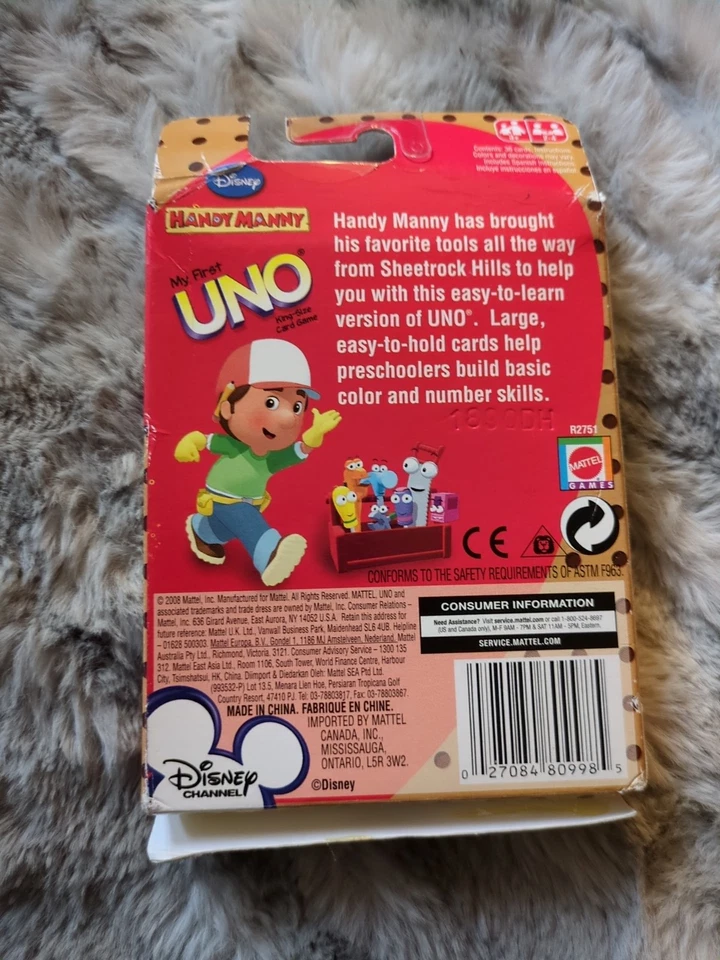 Handy Manny My First Uno Cards By Mattel - New / Open Box - Image 2 of 3