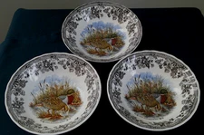 Churchill Vintage Game Soup or Cereal Bowl, Ducks Brown Floral 6 1/2" set of 3