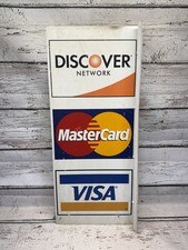 VTG Discover MasterCard Visa Credit Cards Double Sided Flange Metal Store Sign