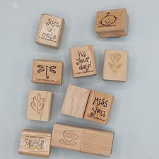 2001 Stampin' Up Rubber Stamps Wood Mounted Lot of 11 - Mixed Themes