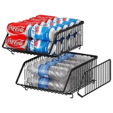 2 Pack Stackable Soda Can Organizer with Dividers for Refrigerator, Can Holde...
