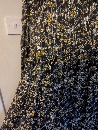 Zara Chiffon Black Metallic Thread Boho Tiered Floaty Midi Maxi Dress Large VGC - Picture 5 of 15