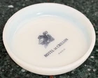 Vtg MilkGlass Hotel De Crillon Paris France White/Blue Ashtray Trinket Soap Dish