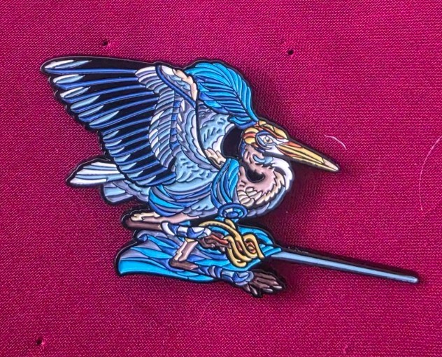 Birds at Arms pin - Crane