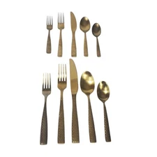 Fortessa Lucca 10-Piece Faceted Gold Flatware Set Scuffs