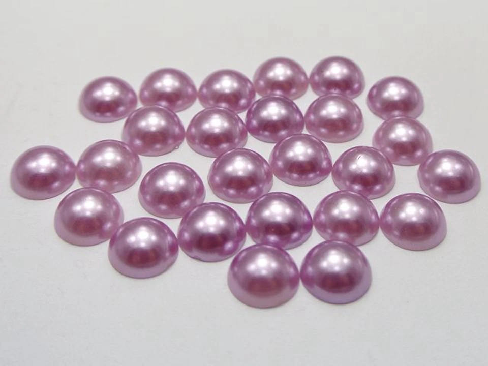 100 Purple Color Acrylic FlatBack Half Pearl Bead Flat Back 12mm Scrapbook Craft - Image 3 of 4