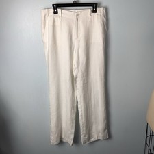 Ralph Lauren Lined Pants Womens 10 White Linen Wide Leg Dressy Casual Summer