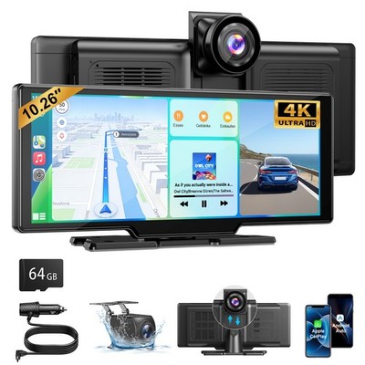 4K 10.26 Zoll Wireless Apple Carplay Android Auto Display Vorne Rückfahrkamera